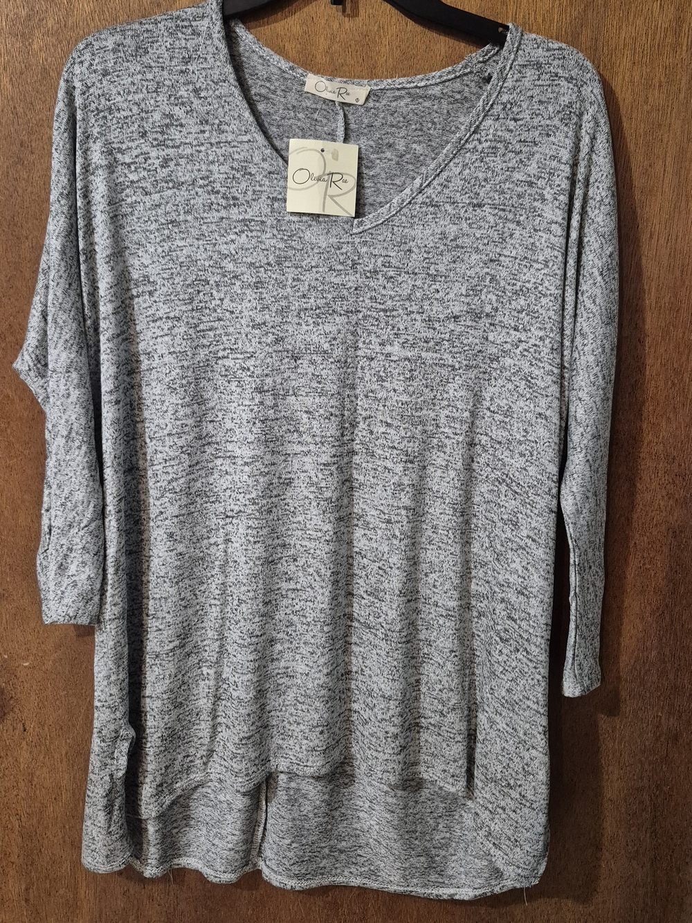Olga Gray Marled Scoop Neck Long Sleeve Tunic